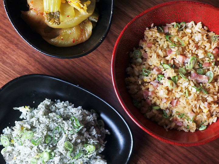 Fermented Bok Choy, Fried Rice with Country Ham, & Preserved Lemon Nori Rice